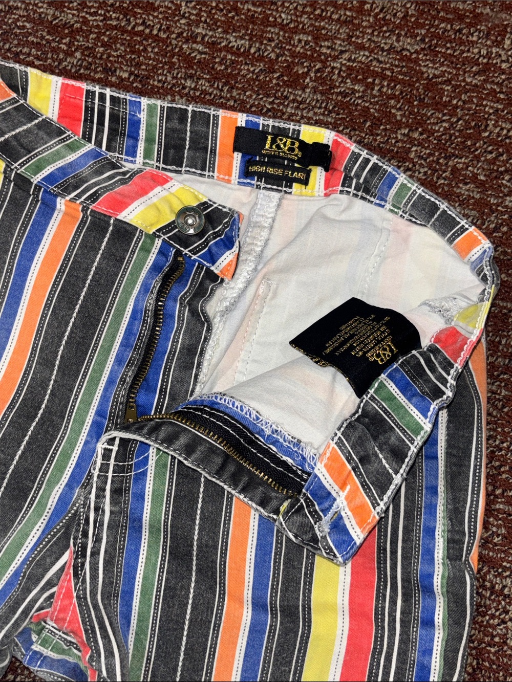 Lucky & Blessed striped multicolor bell bottom jeans western cowgirl big bell 6 - Picture 4 of 16